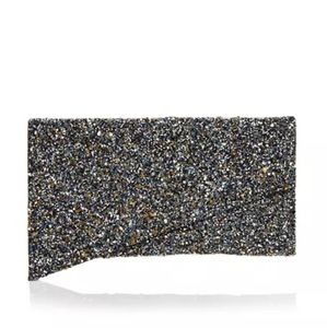 Bloomingdales AQUA Black Beaded Clutch